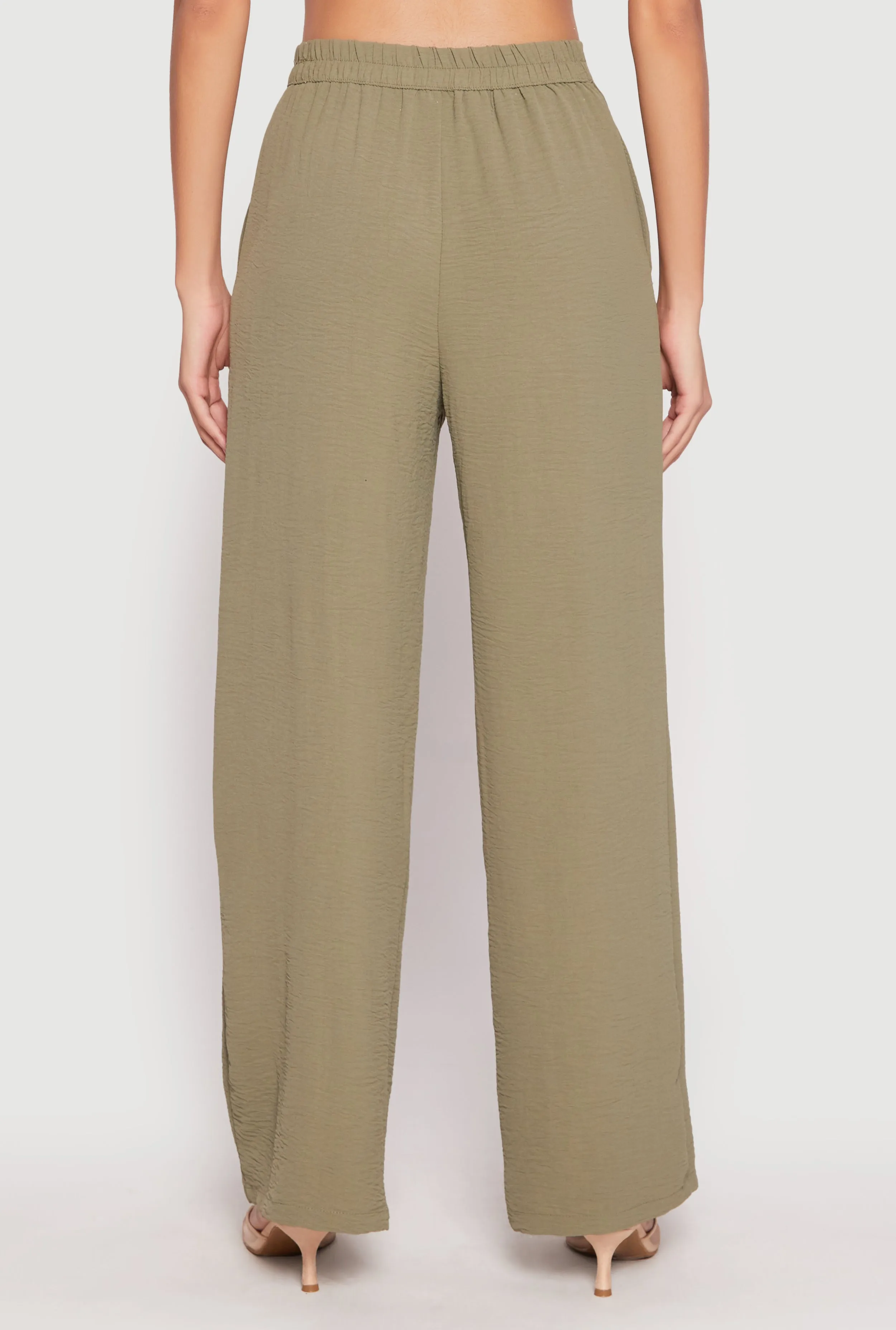Airy Crepe Knit Wide Leg Dress Pants