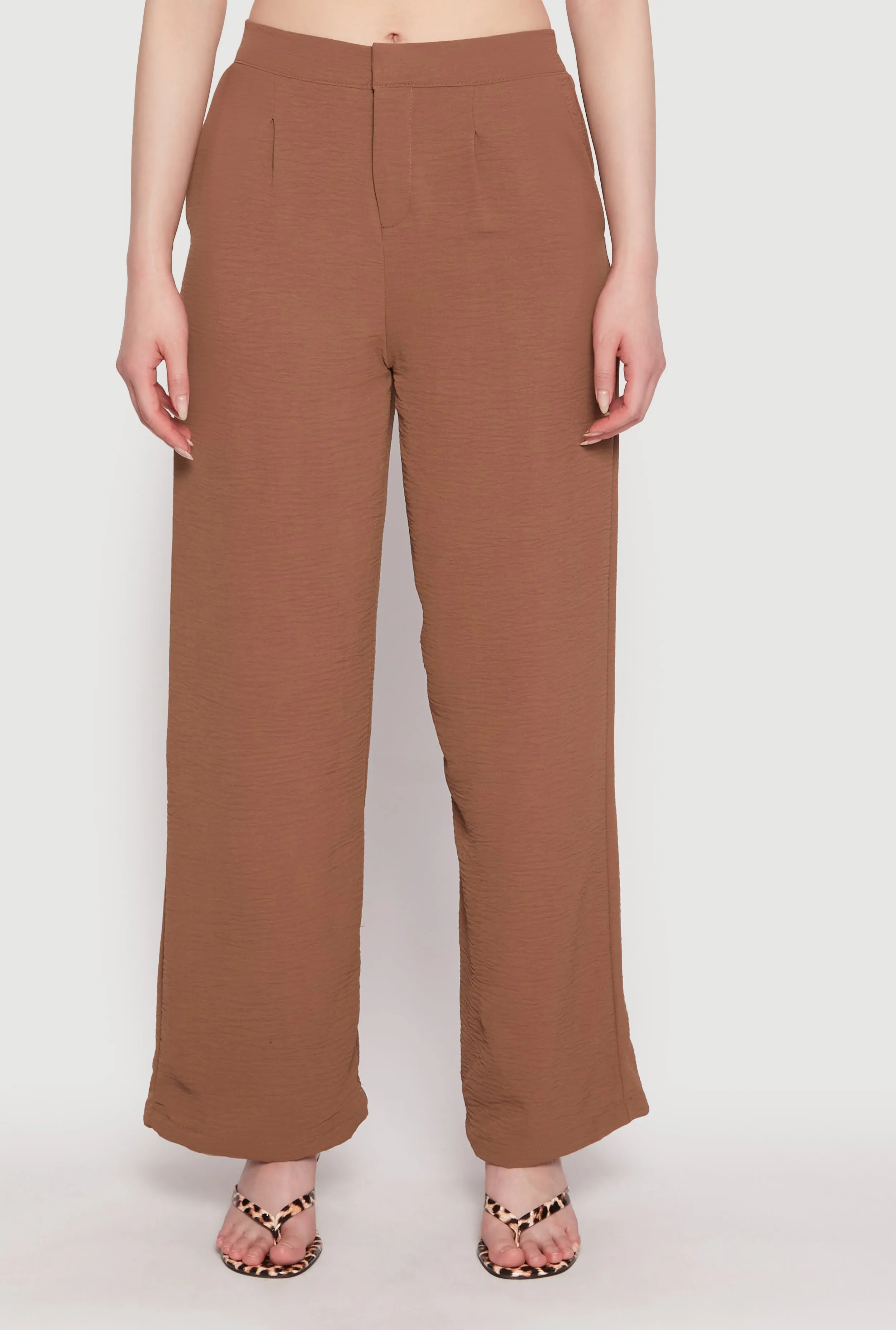 Airy Crepe Knit Wide Leg Dress Pants