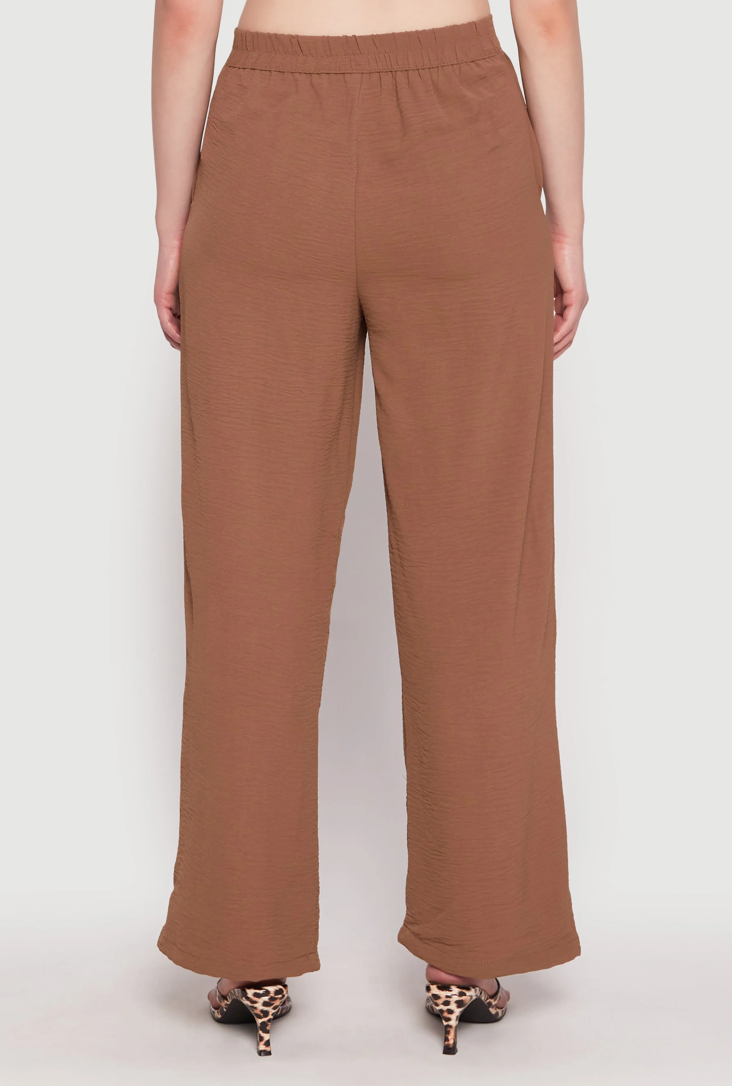 Airy Crepe Knit Wide Leg Dress Pants