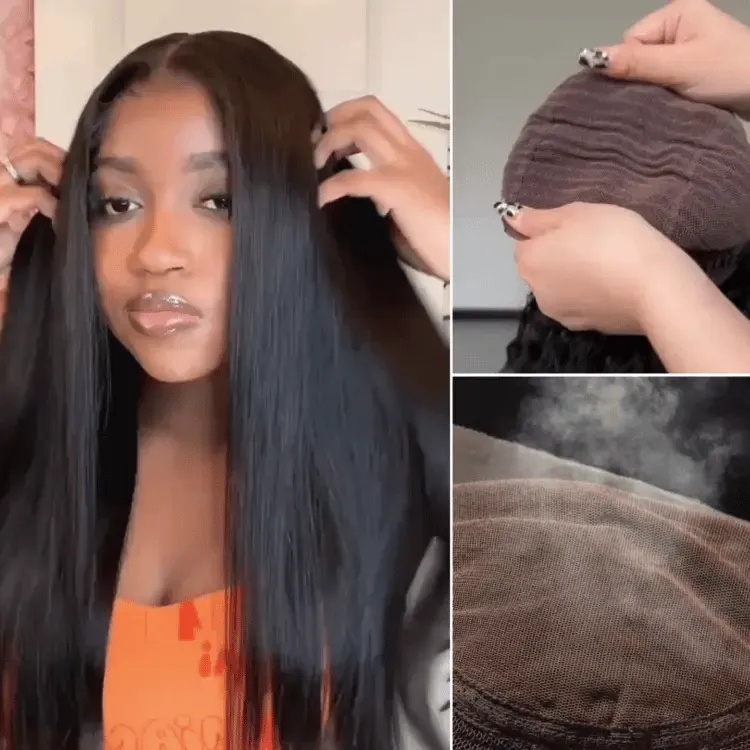 AiryFit™ Scalp Care Wigs - Silky Straight Middle Part Glueless 5x5 Closure Lace Long Wig Pre-Cut Lace