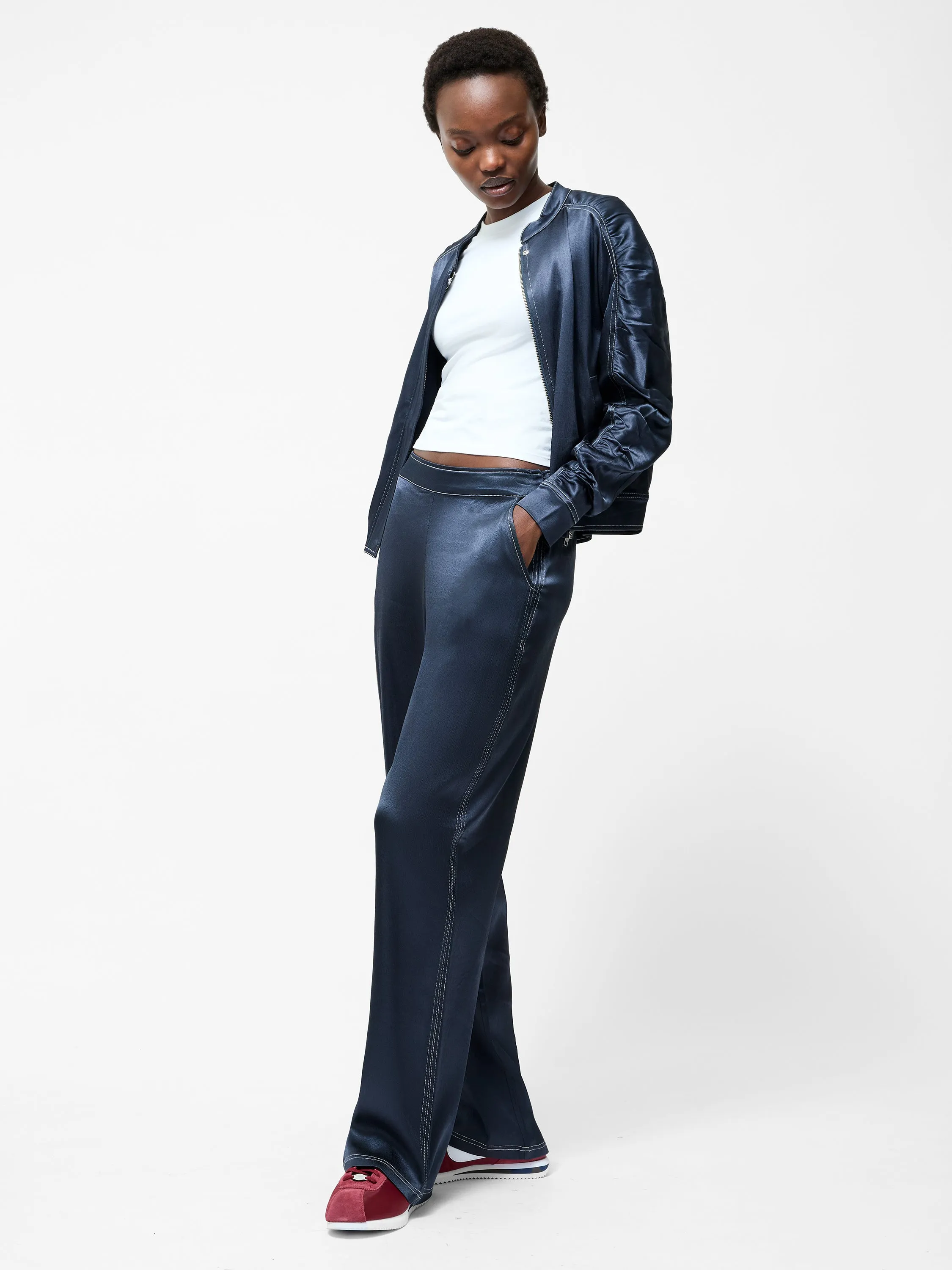 Akita Satin Stretch Wide Leg Trousers