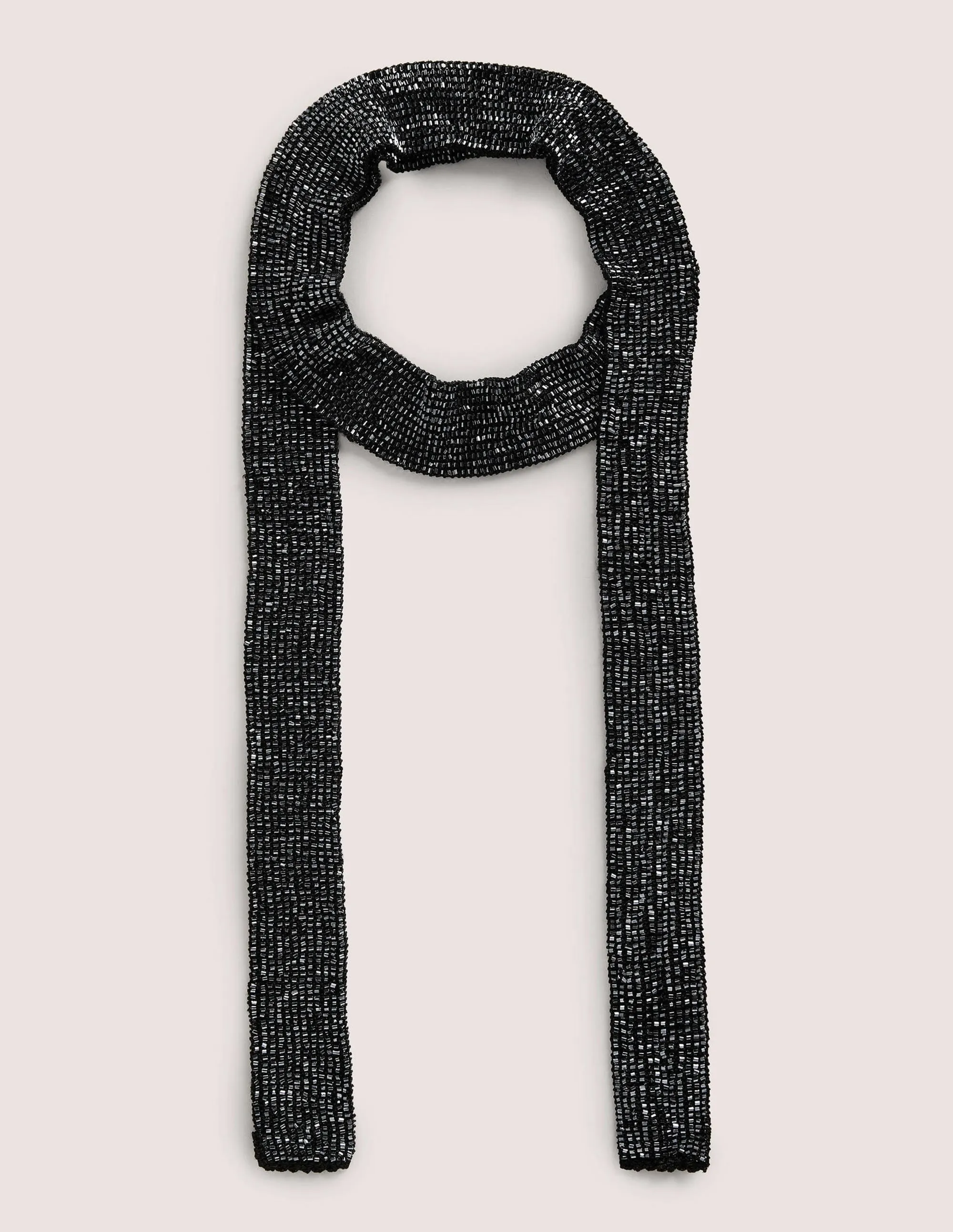 Beaded Neck Tie-Black