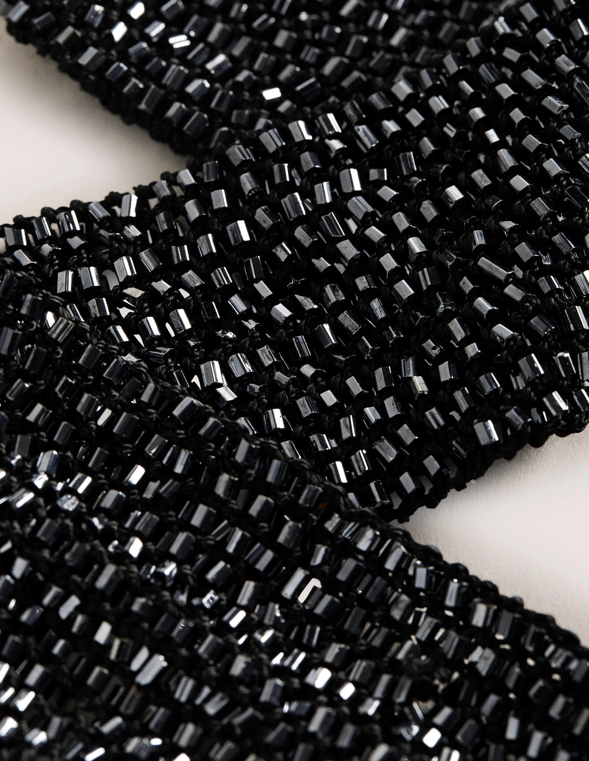 Beaded Neck Tie-Black