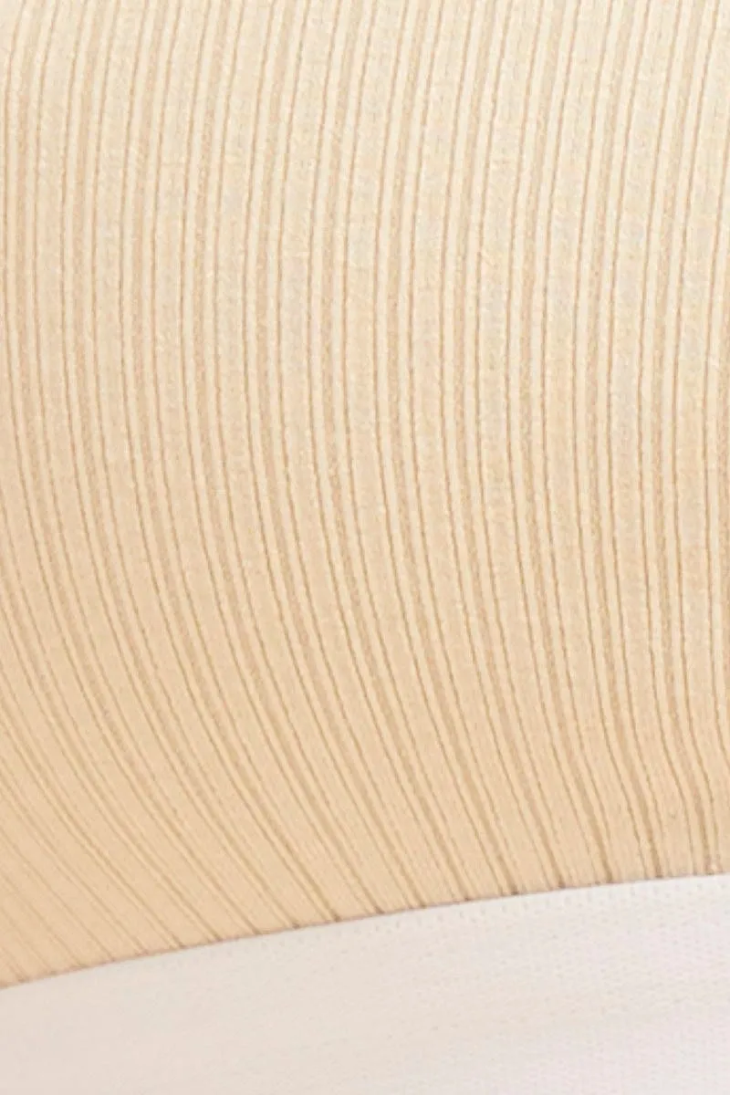 Beige Mia Cotton Stretch Cross Back Crop Top