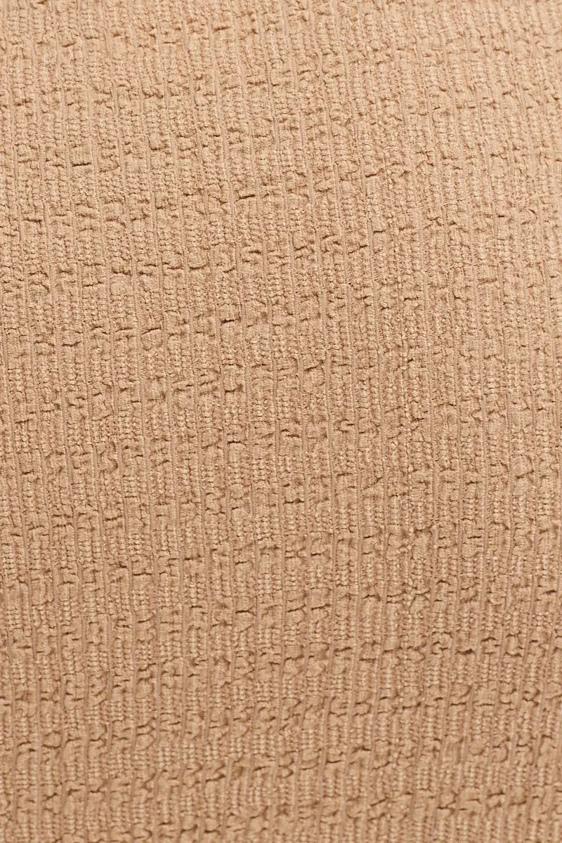 Beige Textured Crop Top Sleeveless