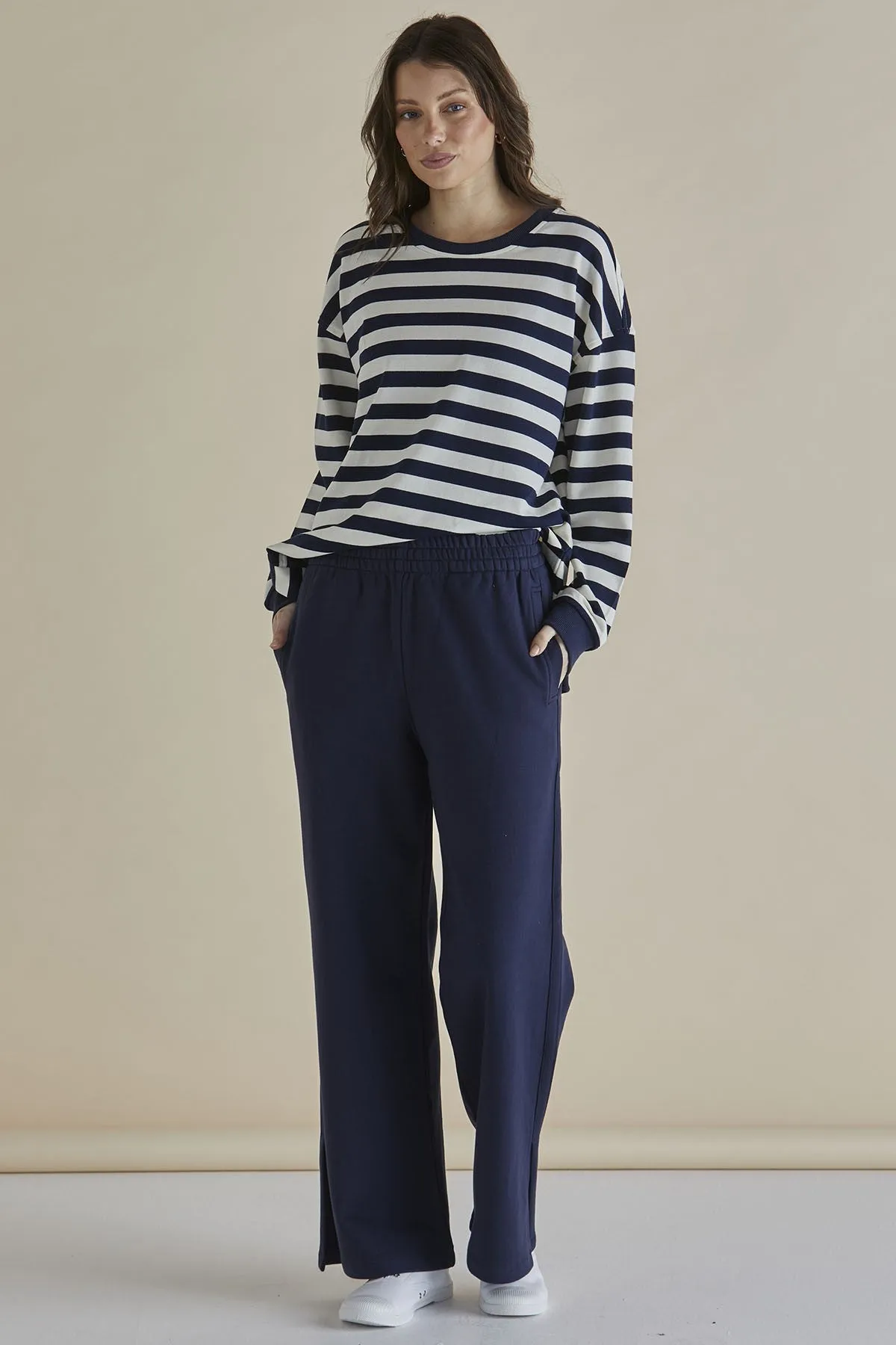 Betty Basics Easy Crew Sweat Navy Stripe