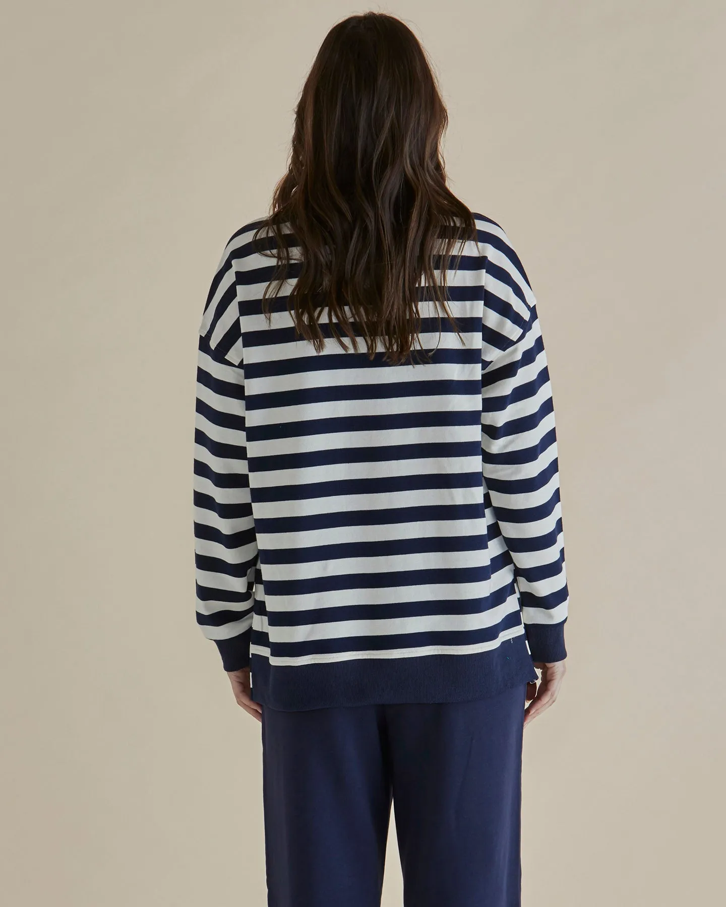 Betty Basics Easy Crew Sweat Navy Stripe