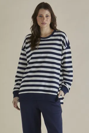 Betty Basics Easy Crew Sweat Navy Stripe