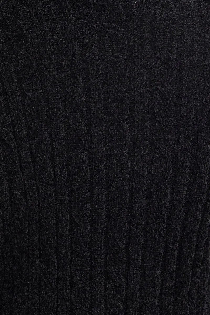 Black Dress Long Sleeve Mini Knit