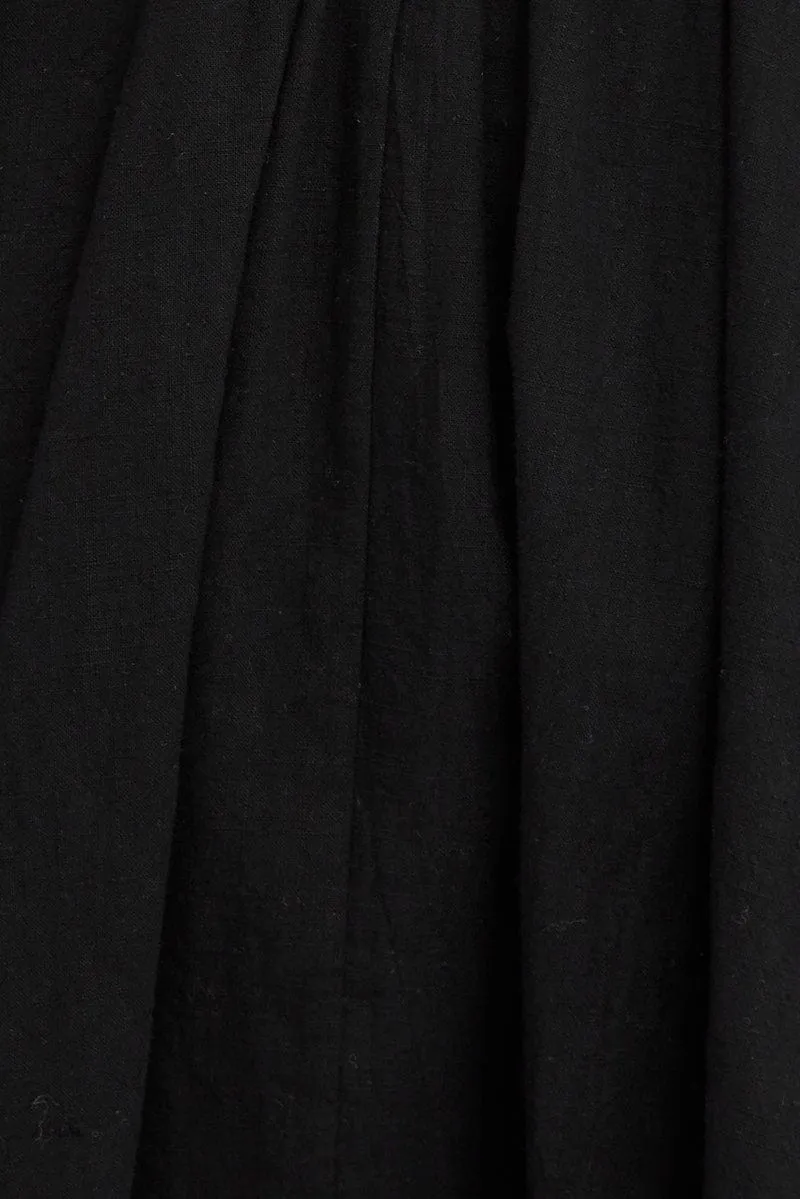 Black Fit And Flare Dress Puff Sleeve Mini
