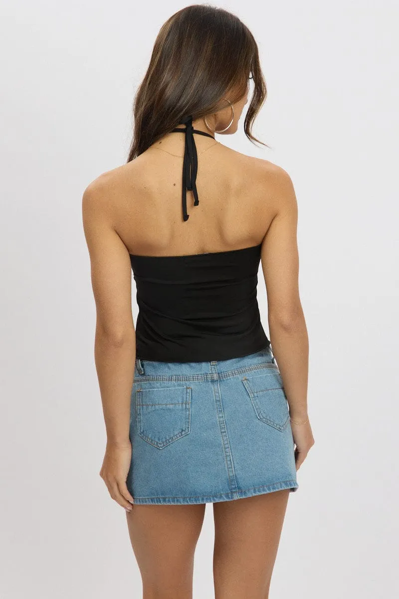 Black Halter Top Sleeveless