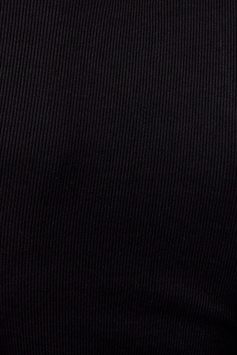 Black High Neck Top Long Sleeve Seamless