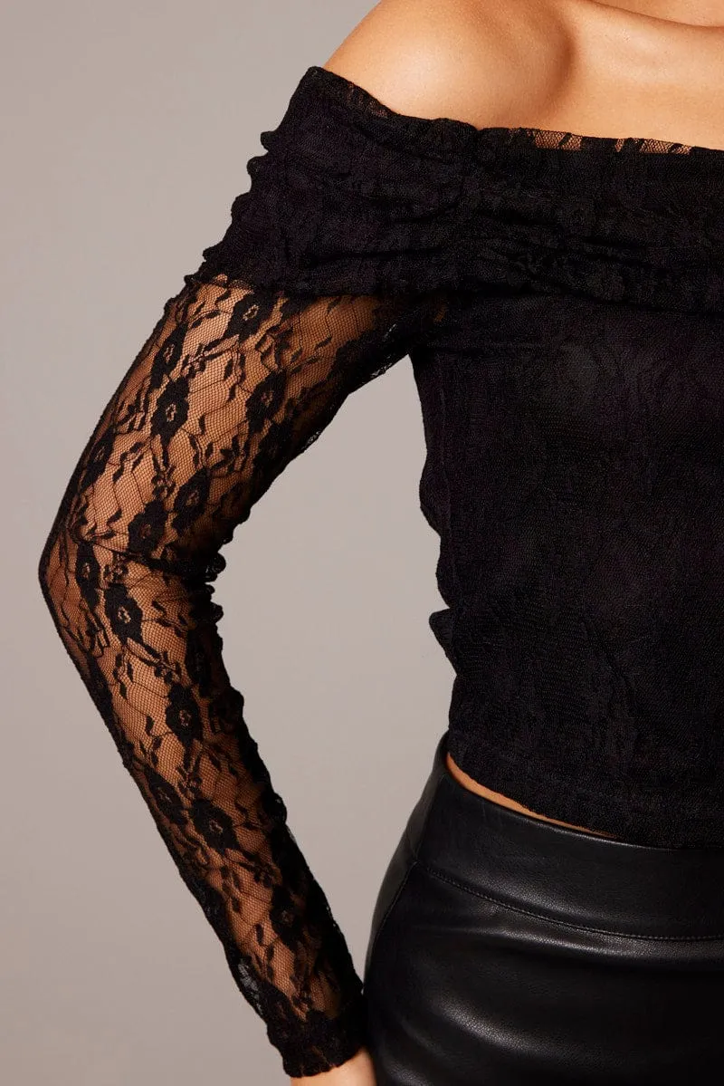 Black Off Shoulder Top Long Sleeve