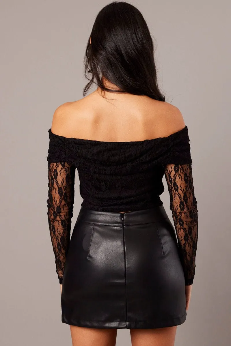 Black Off Shoulder Top Long Sleeve