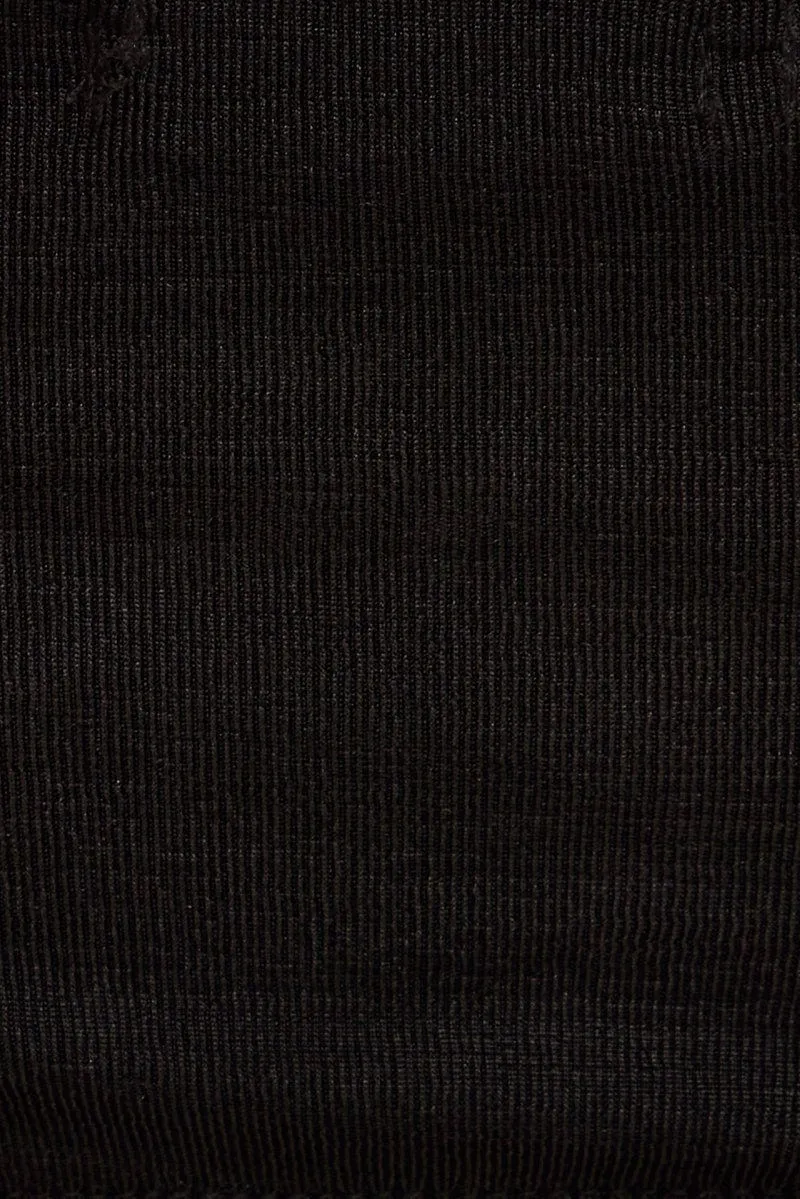 Black Ring Detail Strapless Crop Top