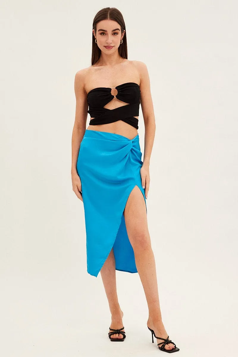 Black Ring Detail Strapless Crop Top