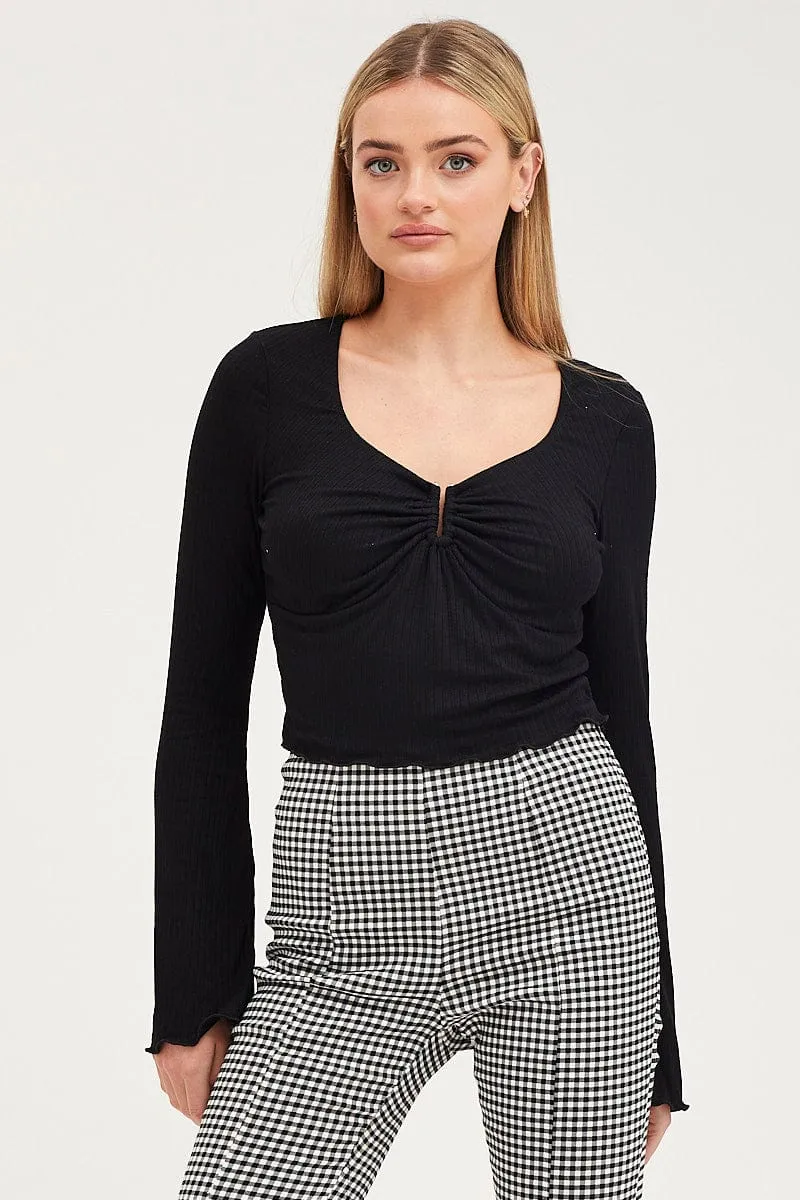 Black Ring Detail Top Long Sleeve