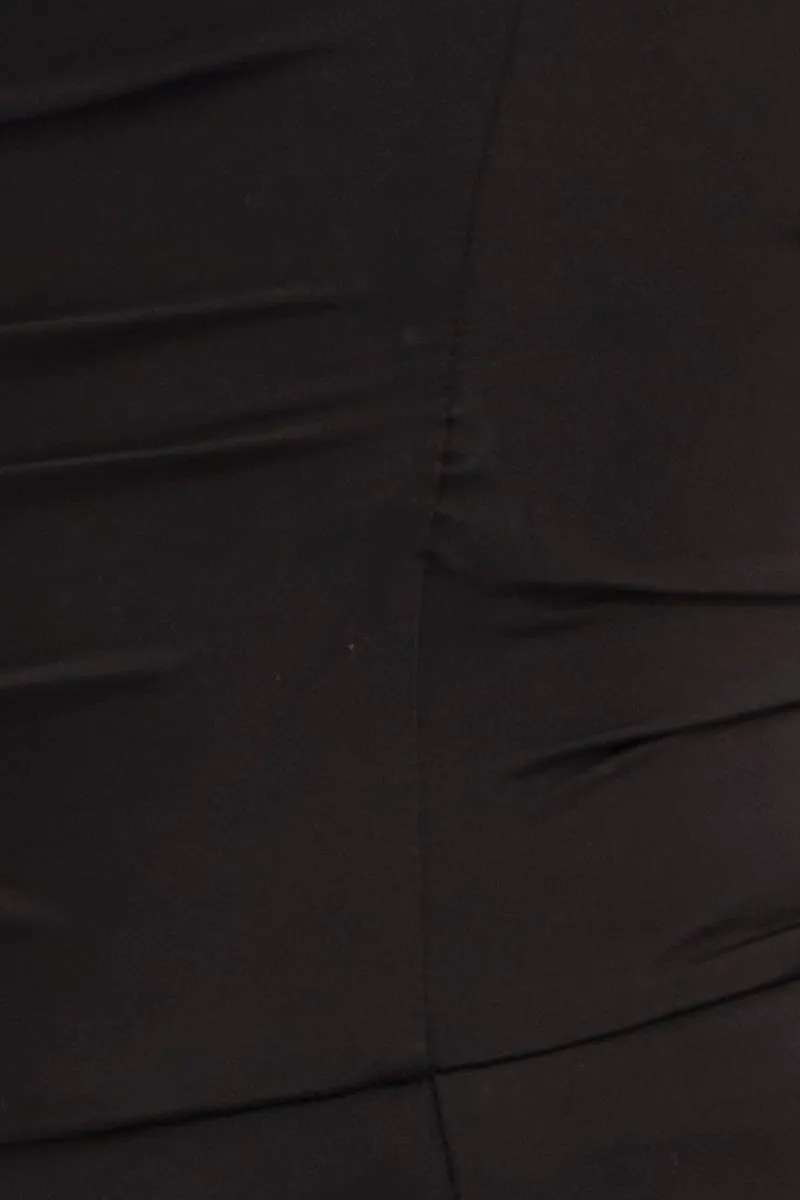 Black Ruched Front Strapless Bodysuit
