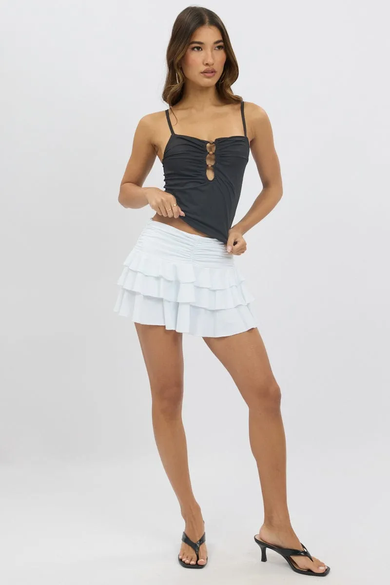 Black Singlet Top Beads With Details