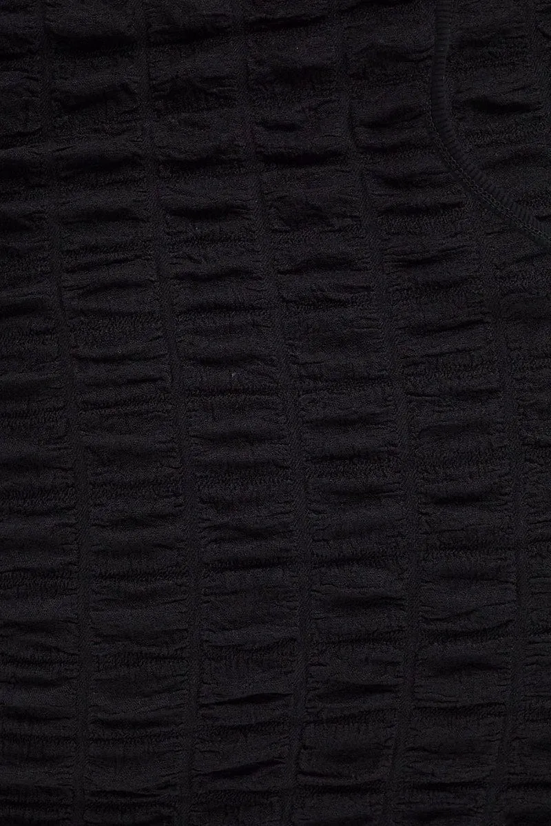 Black Textured Mini Dress Backless