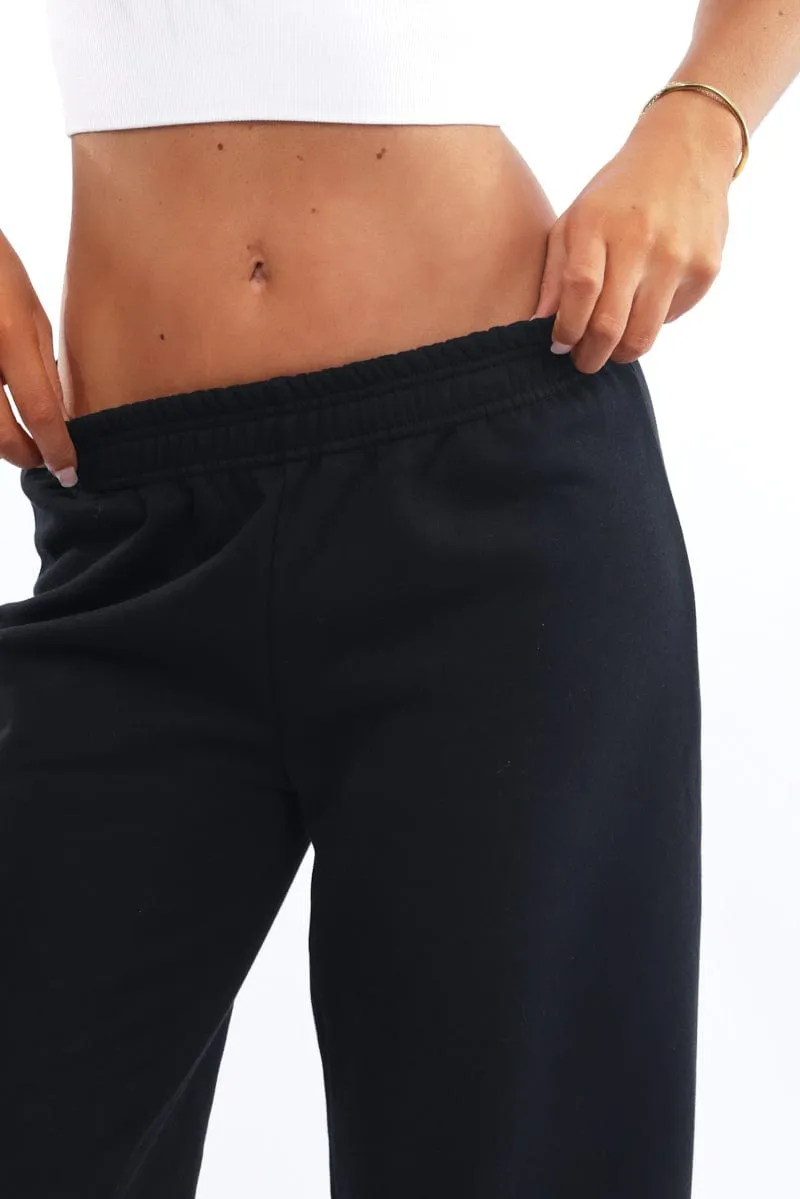 Black Track Pants Wide Leg