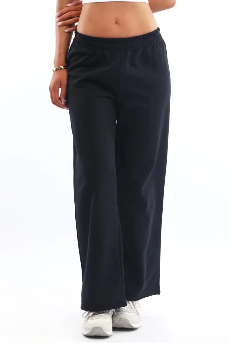 Black Track Pants Wide Leg