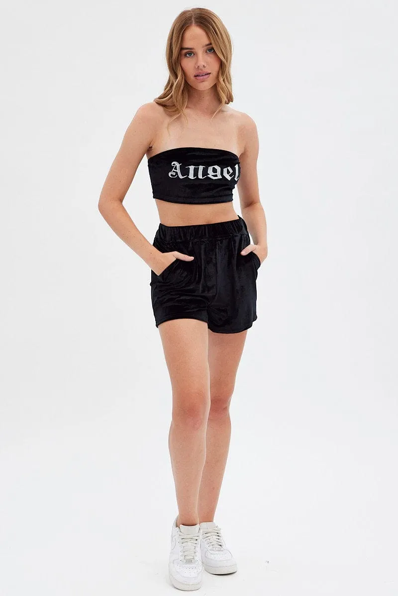 Black Velvet Shorts