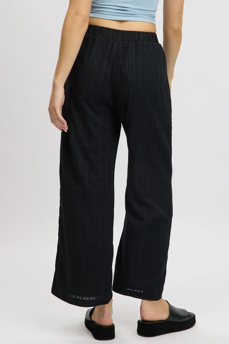 Black Wide Leg Pants Elasticated Waist