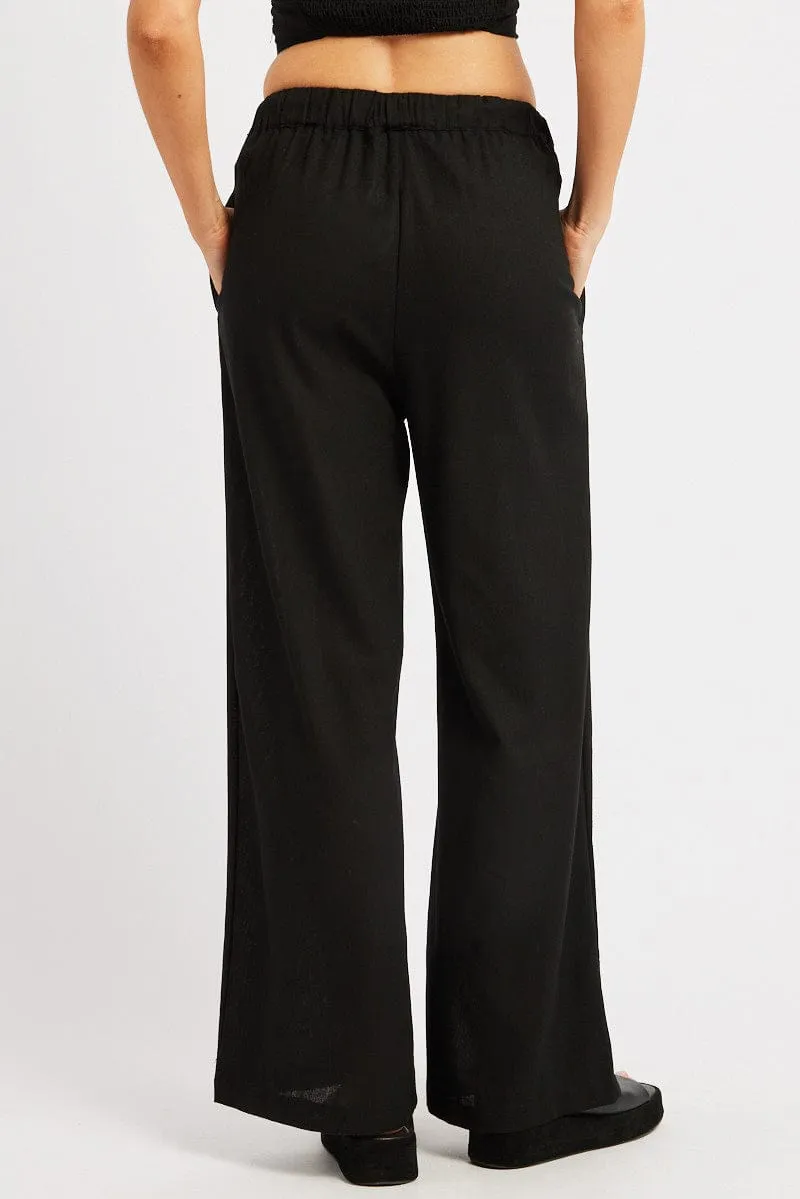 Black Wide Leg Pants Elasticated Waist