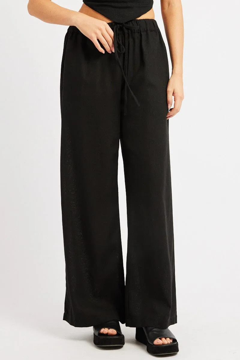 Black Wide Leg Pants Elasticated Waist