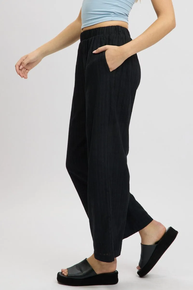 Black Wide Leg Pants Elasticated Waist
