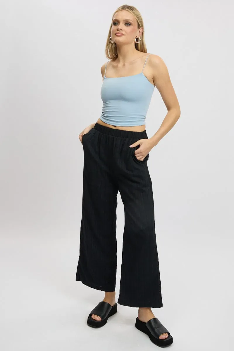 Black Wide Leg Pants Elasticated Waist