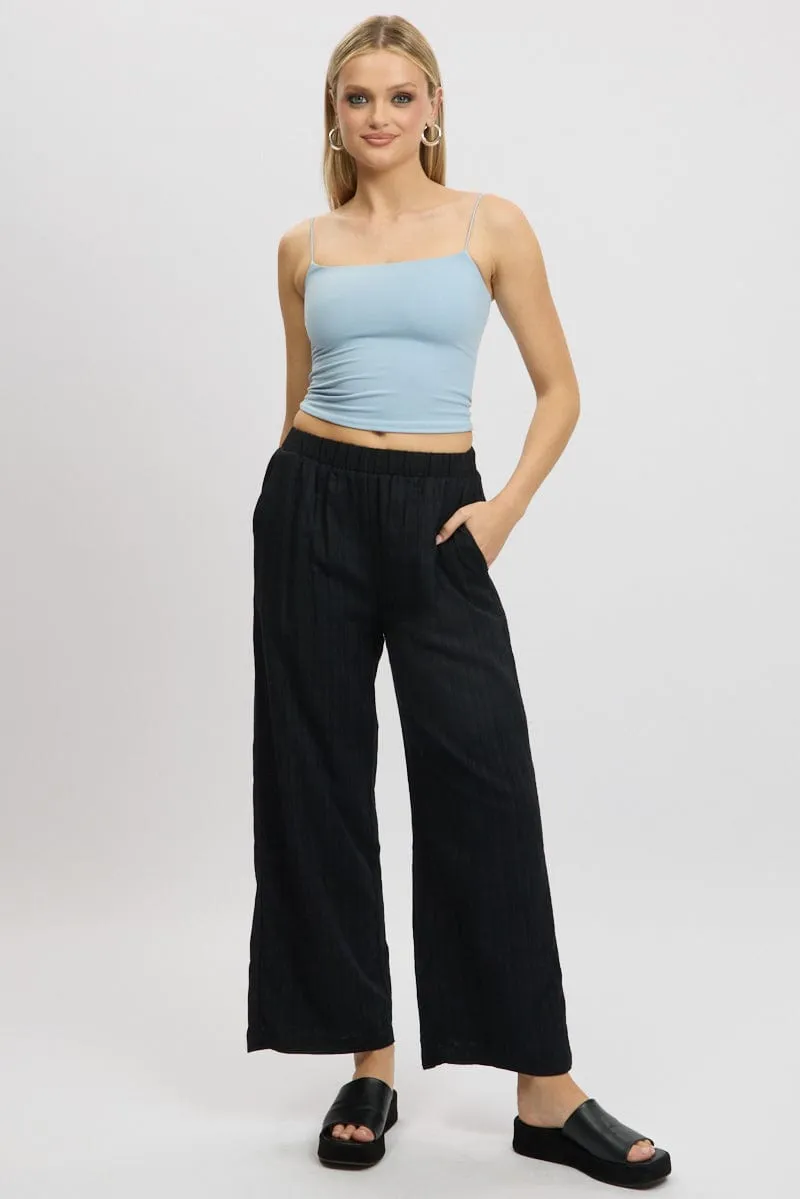 Black Wide Leg Pants Elasticated Waist