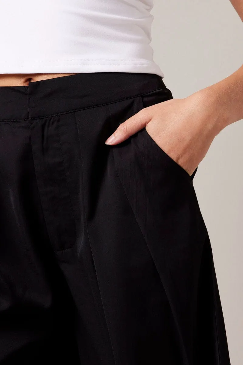 Black Wide Leg Pants High Rise