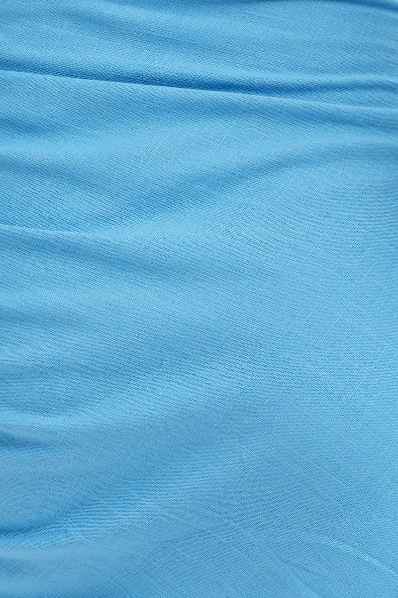Blue Body Con Drawstring Hem Dress