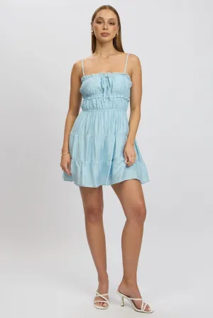Blue Fit And Flare Dress Cut Out