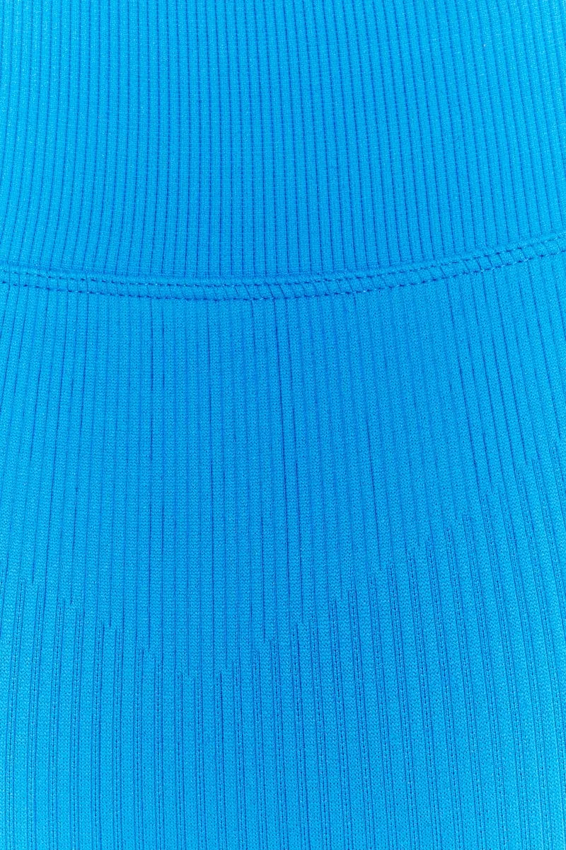 Blue Seamless Zip Top And Bike Shorts Activewear Set