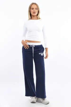Blue Track Pants Wide Leg
