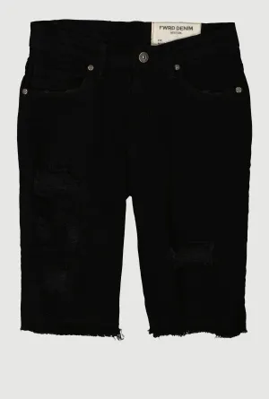 Boys Distressed Patch and Repair Denim Shorts