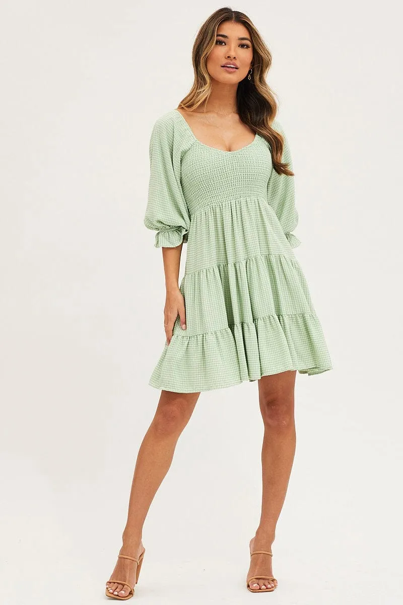 Check Mini Dress Short Sleeve