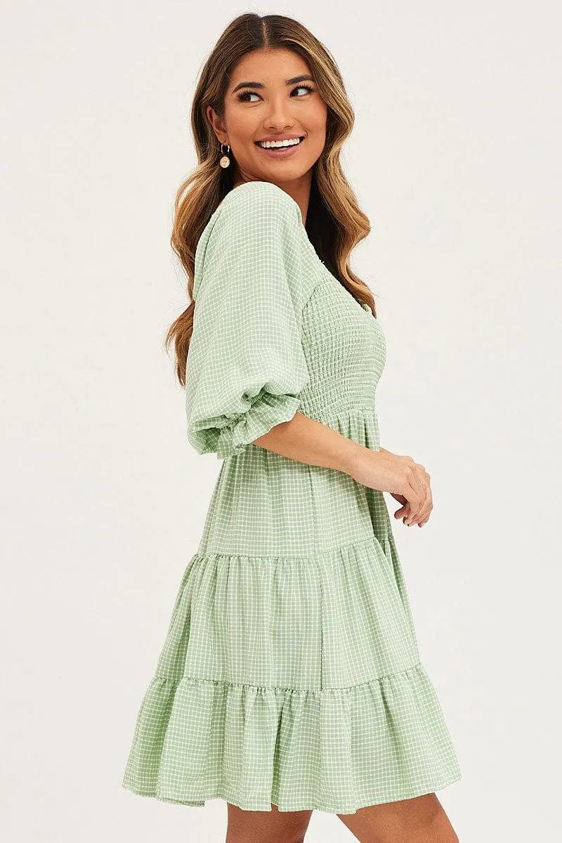 Check Mini Dress Short Sleeve