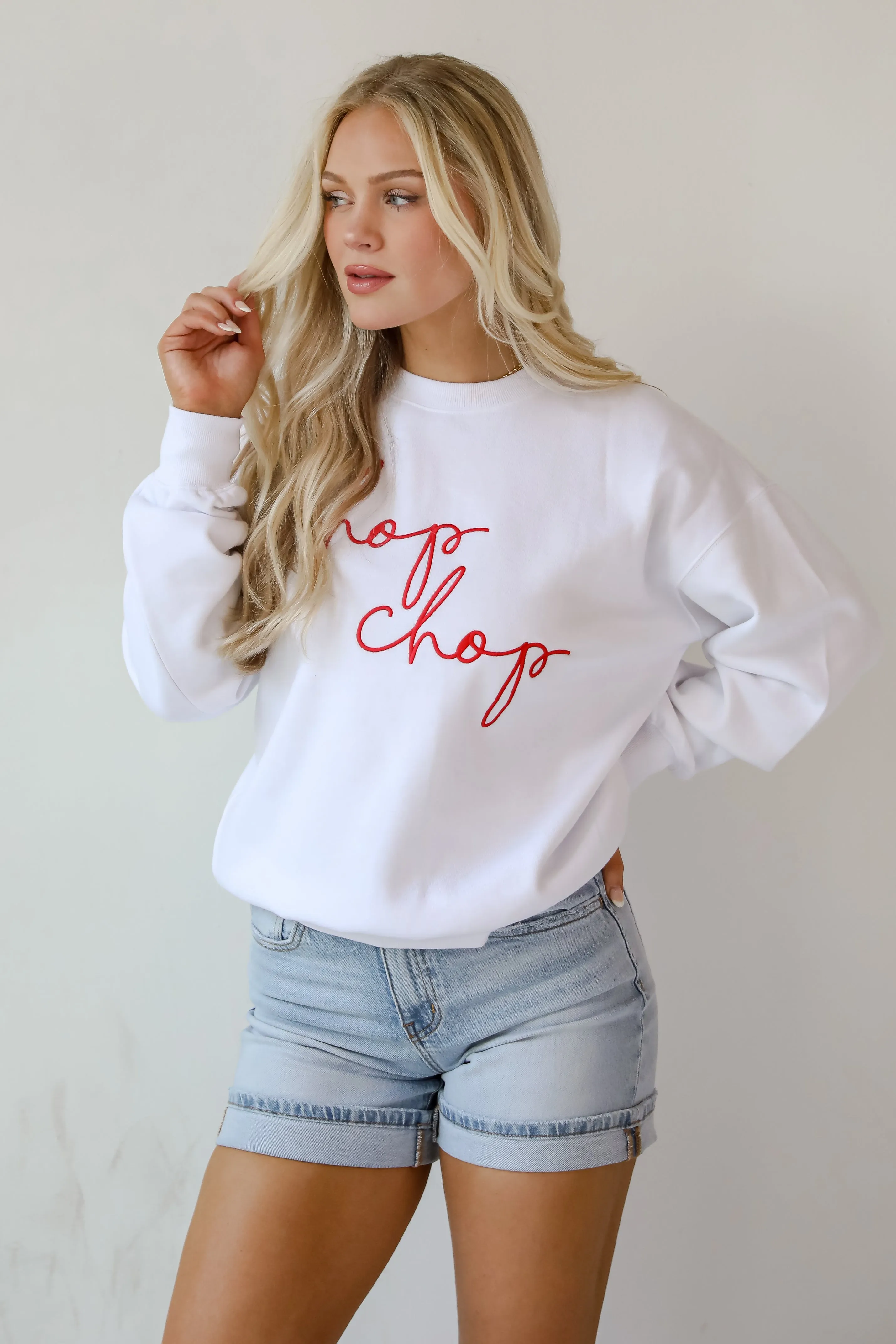 Chop Chop Script Embroidered Sweatshirt