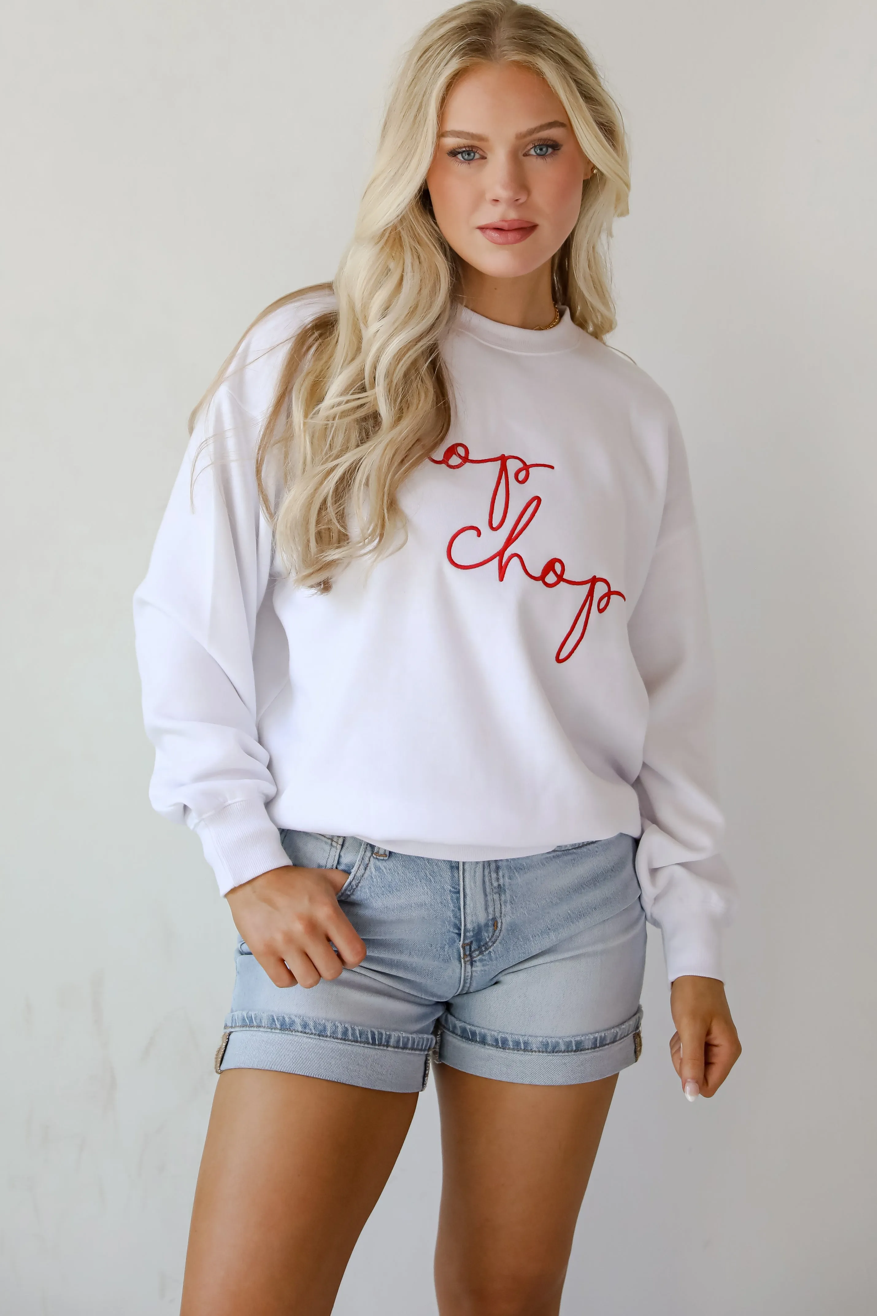 Chop Chop Script Embroidered Sweatshirt