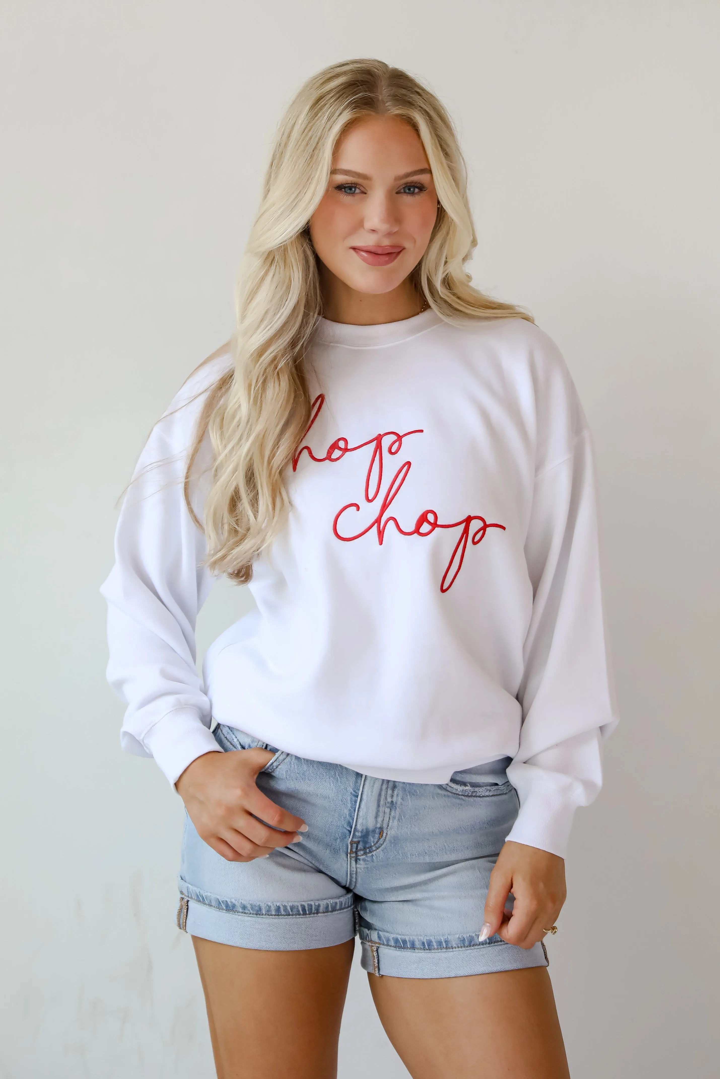 Chop Chop Script Embroidered Sweatshirt
