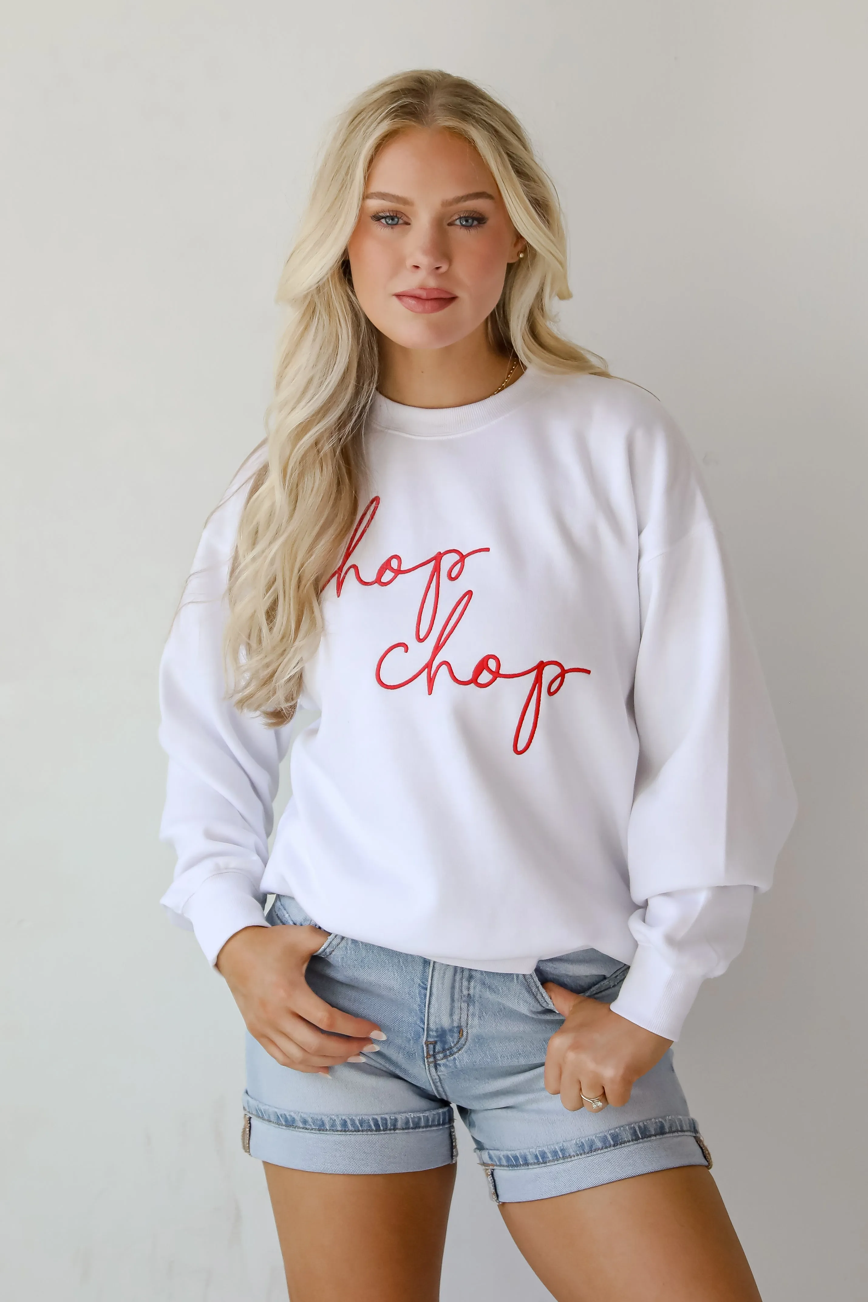 Chop Chop Script Embroidered Sweatshirt