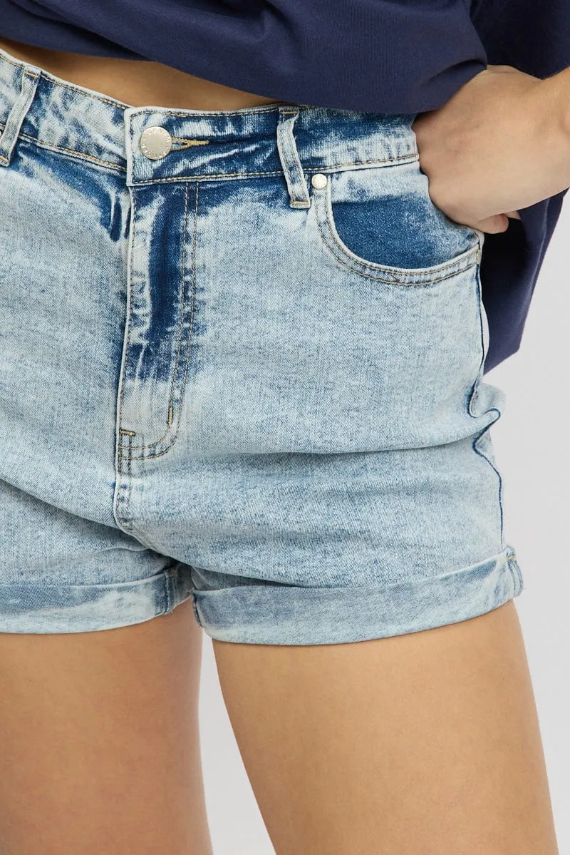 Denim Mom Shorts High Rise Stretch
