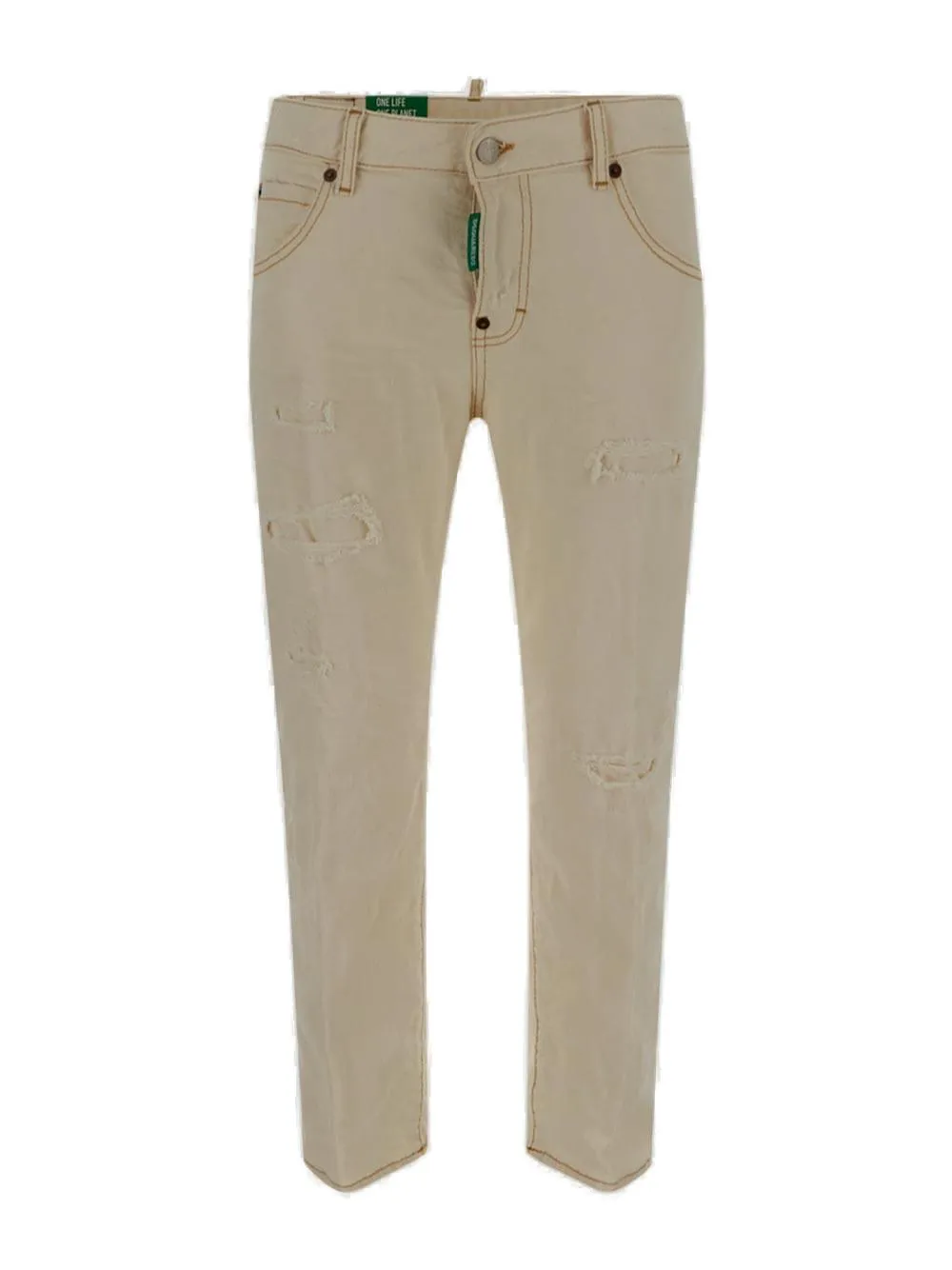 Dsquared2 Logo Patch Low Rise Distressed Jeans