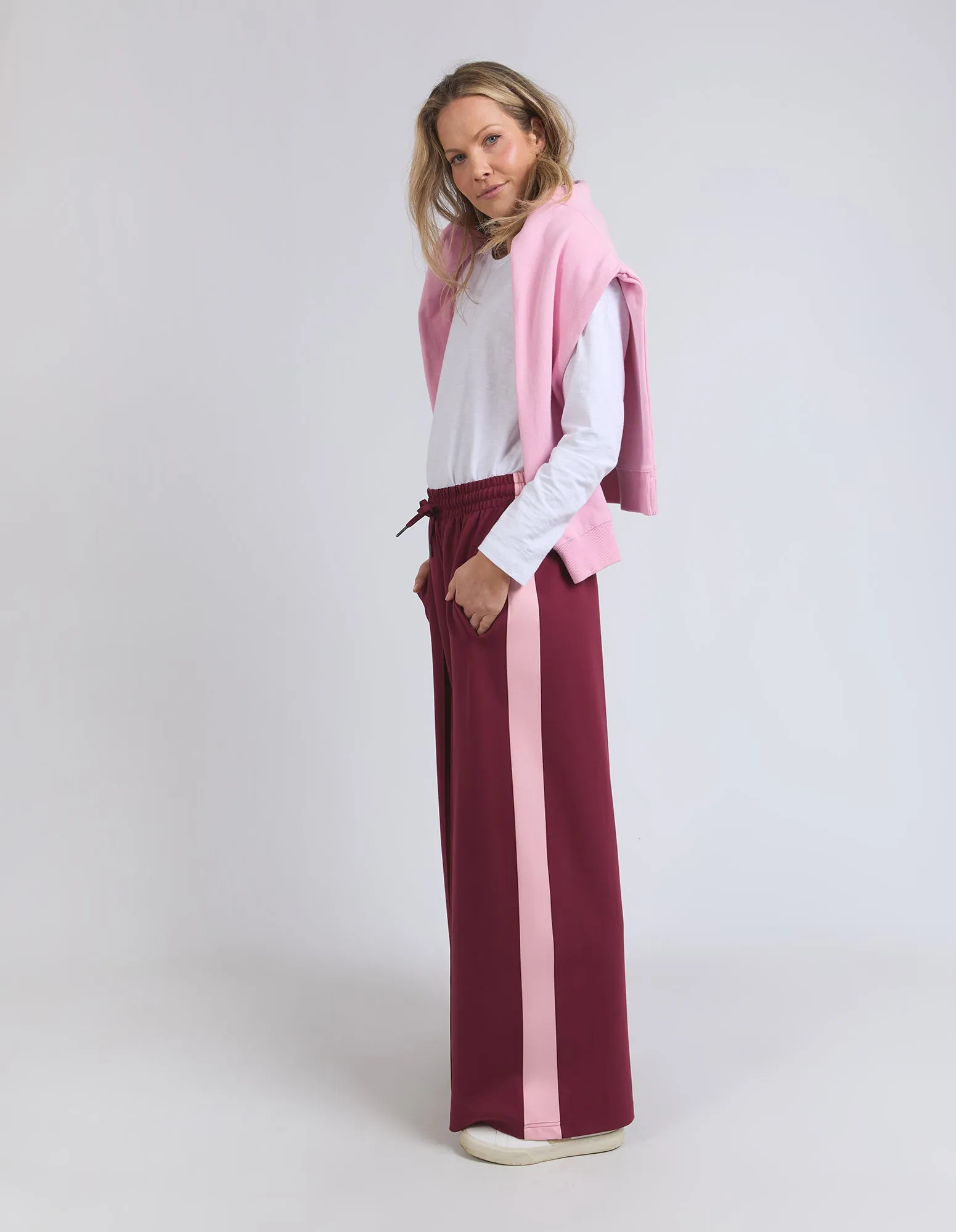 Elm Carmen Wide Leg Pant Merlot/Soft Pink