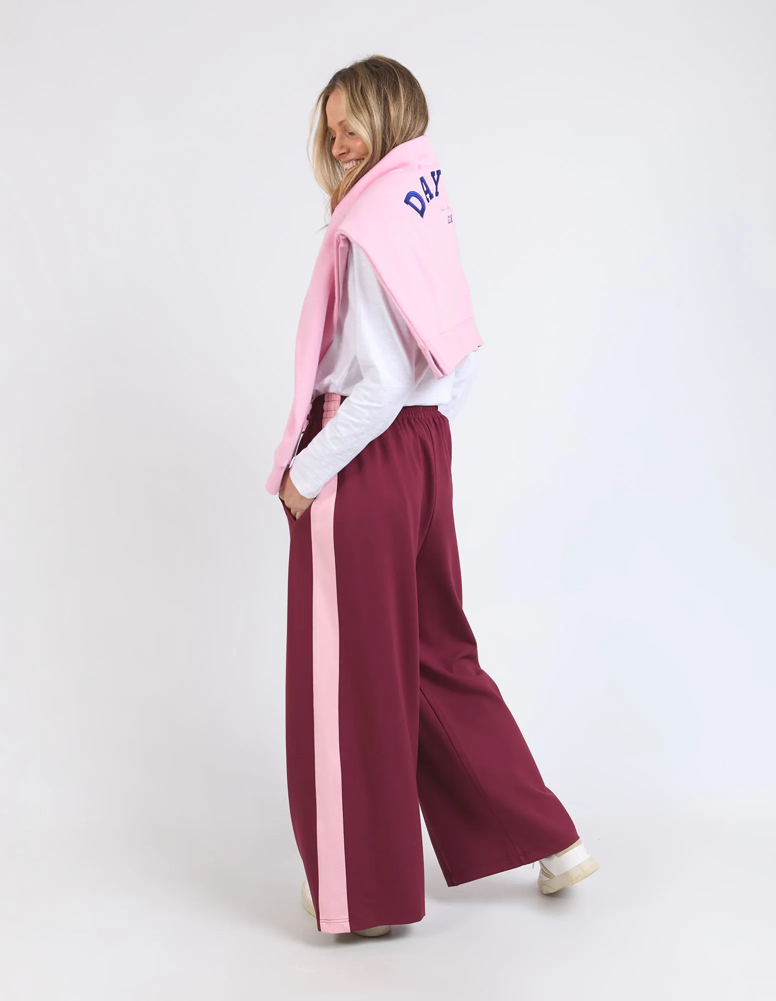 Elm Carmen Wide Leg Pant Merlot/Soft Pink