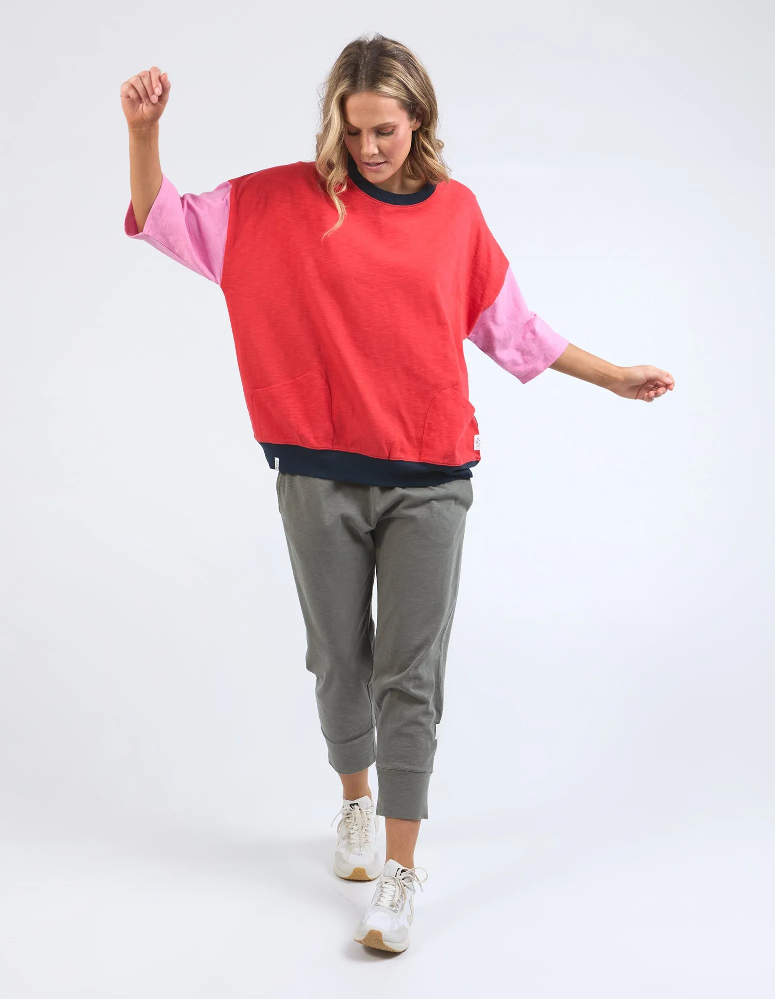 Elm Mazie Colour Block Sweat Bittersweet/Strawberry Pink/Navy